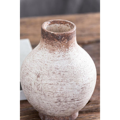 REDONDO 8" IVORY AND BROWN ARTISAN CERAMIC VASE