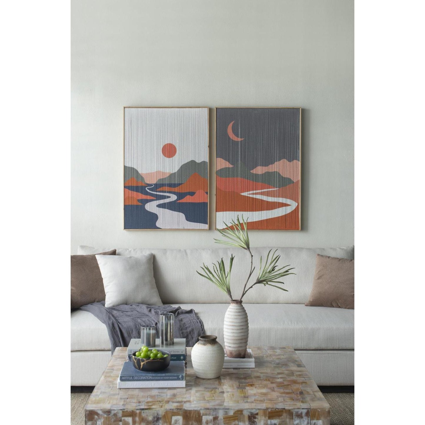 REDONDO 11" IVORY AND BROWN ARTISAN CERAMIC VASE