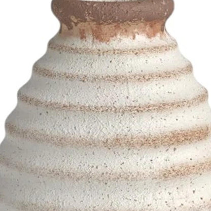 REDONDO 11" IVORY AND BROWN ARTISAN CERAMIC VASE