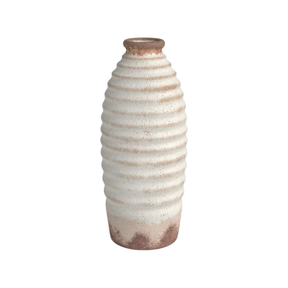 REDONDO 11" IVORY AND BROWN ARTISAN CERAMIC VASE