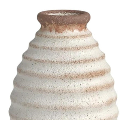REDONDO 11" IVORY AND BROWN ARTISAN CERAMIC VASE
