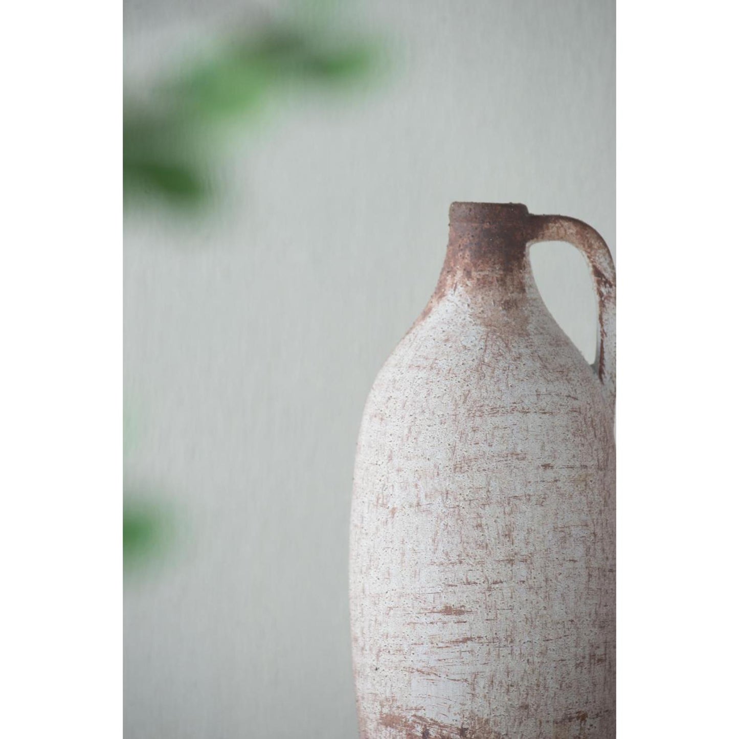 REDONDO 12" IVORY AND BROWN ARTISAN CERAMIC JUG VASE