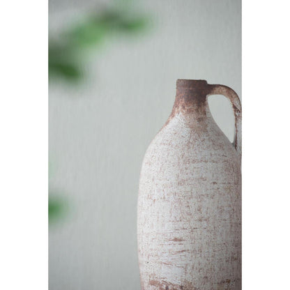 REDONDO 12" IVORY AND BROWN ARTISAN CERAMIC JUG VASE