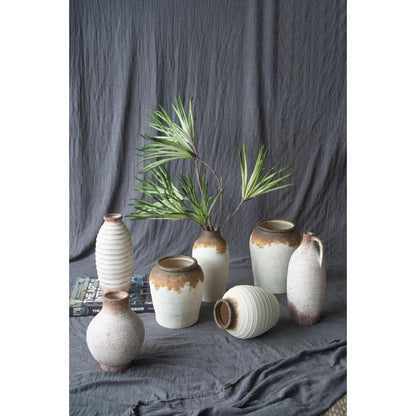 REDONDO 12" IVORY AND BROWN ARTISAN CERAMIC JUG VASE