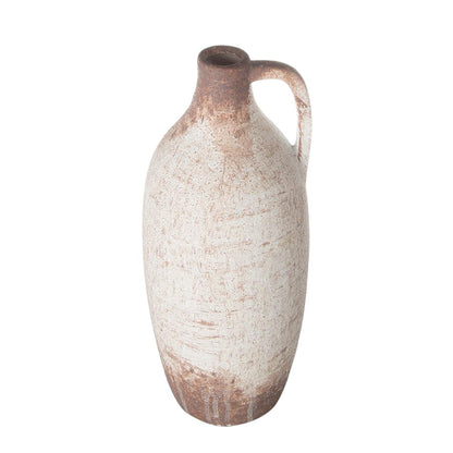 REDONDO 12" IVORY AND BROWN ARTISAN CERAMIC JUG VASE