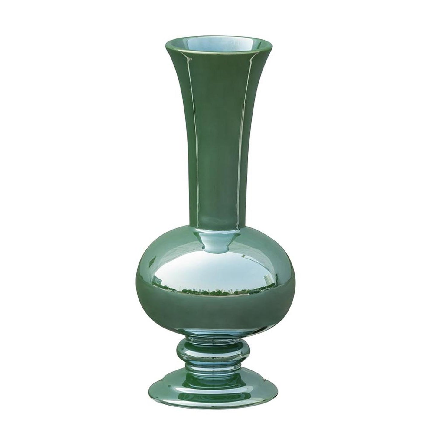 CALABASAS 14" HUNTER GREEN ROUND CERAMIC TABLE VASE - Varnish & Vibe