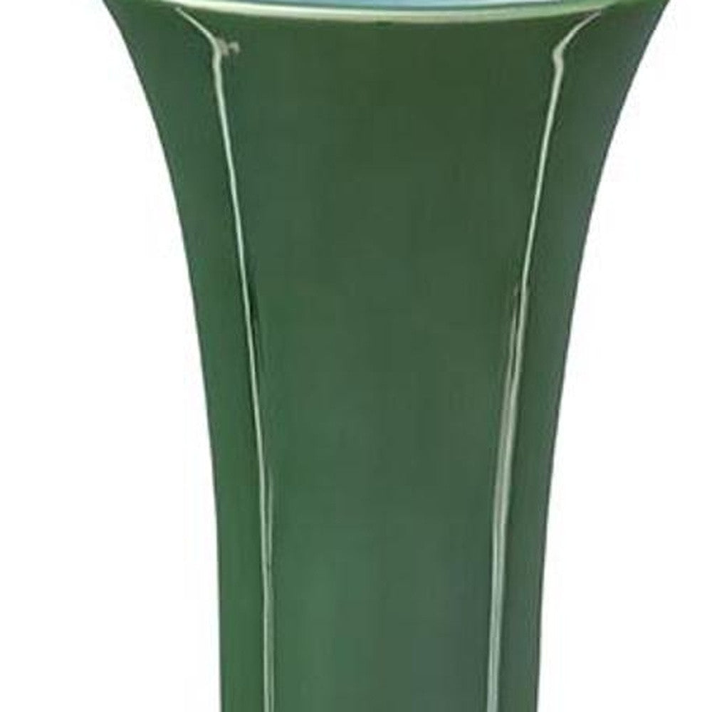 CALABASAS 14" HUNTER GREEN ROUND CERAMIC TABLE VASE - Varnish & Vibe