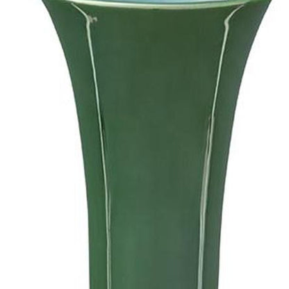 CALABASAS 14" HUNTER GREEN ROUND CERAMIC TABLE VASE - Varnish & Vibe