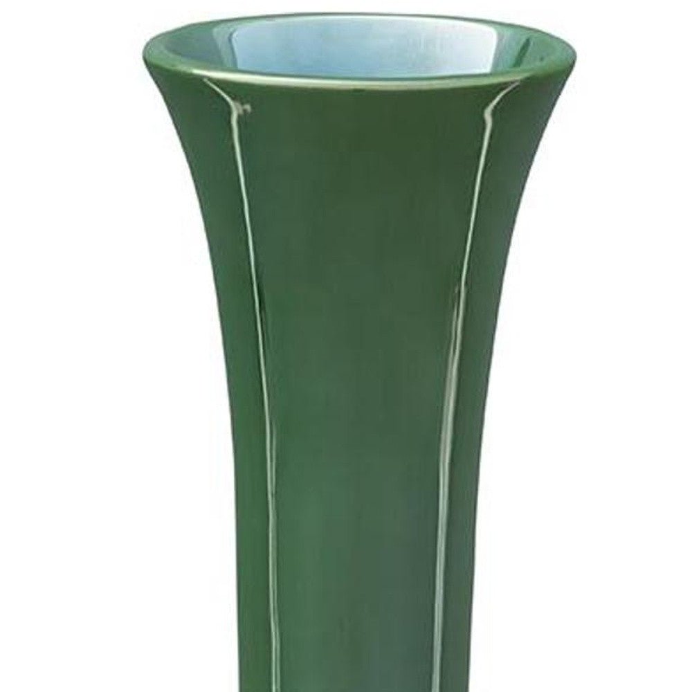 CALABASAS 14" HUNTER GREEN ROUND CERAMIC TABLE VASE - Varnish & Vibe