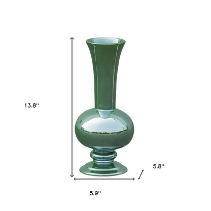 green round ceramic table vase, round ceramic table vase, ceramic table vase, hunter green round ceramic table, round ceramic table