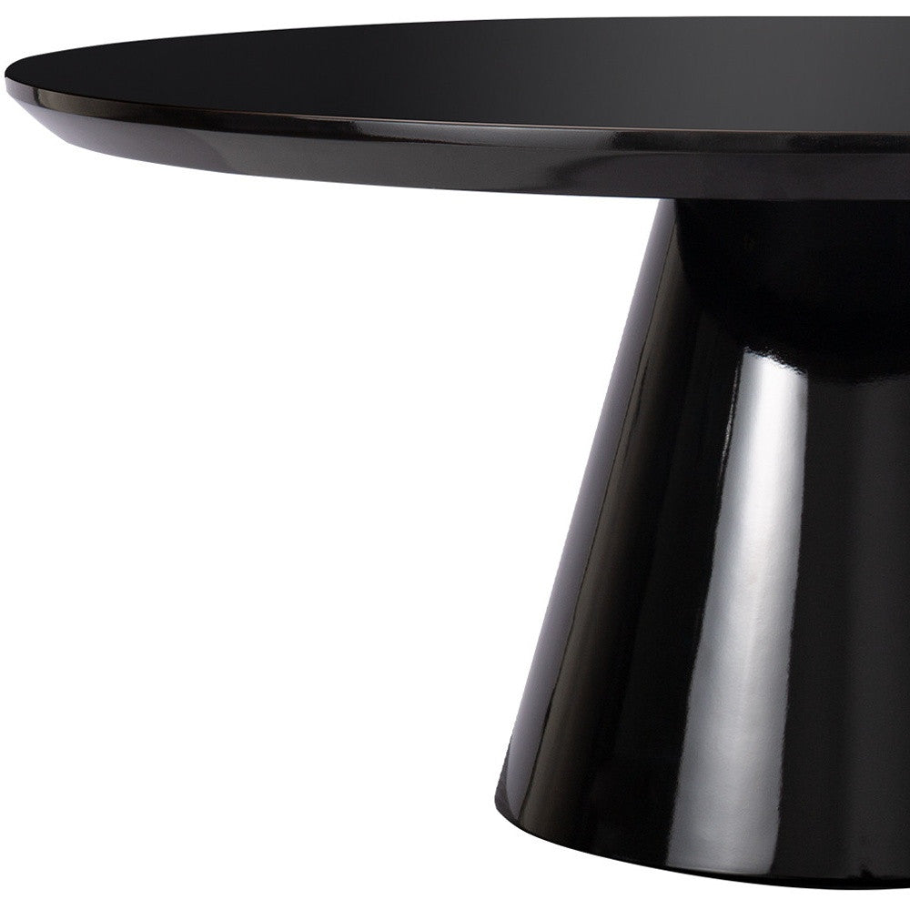 MALIBU 35" BLACK WOOD ROUND PEDESTAL COFFEE TABLE - Varnish & Vibe
