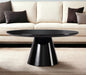 MALIBU 35" BLACK WOOD ROUND PEDESTAL COFFEE TABLE - Varnish & Vibe