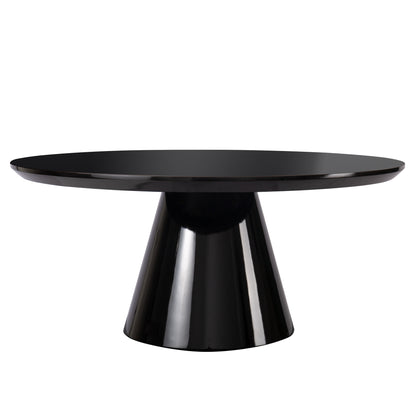 MALIBU 35" BLACK WOOD ROUND PEDESTAL COFFEE TABLE - Varnish & Vibe