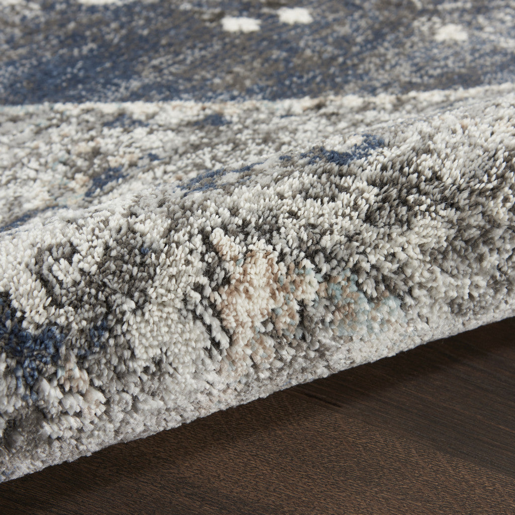 CALABASAS 8' X 10' BLUE FLORAL POWER LOOM DISTRESSED AREA RUG - Varnish & Vibe