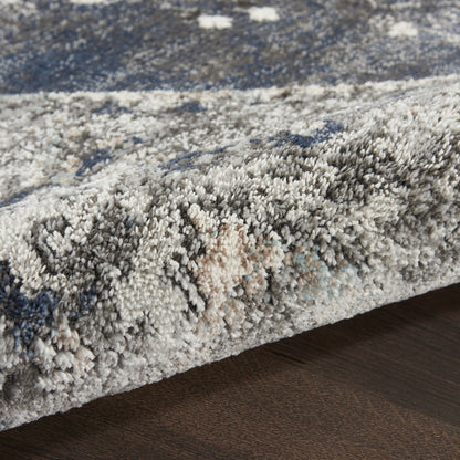 CALABASAS 8' X 10' BLUE FLORAL POWER LOOM DISTRESSED AREA RUG - Varnish & Vibe