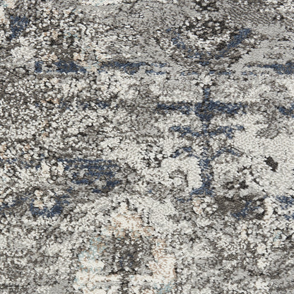 CALABASAS 8' X 10' BLUE FLORAL POWER LOOM DISTRESSED AREA RUG - Varnish & Vibe