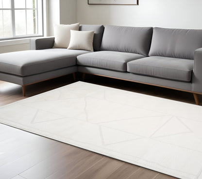 MALIBU 8' X 10' IVORY AND OFF WHITE GEOMETRIC AREA RUG - Varnish & Vibe