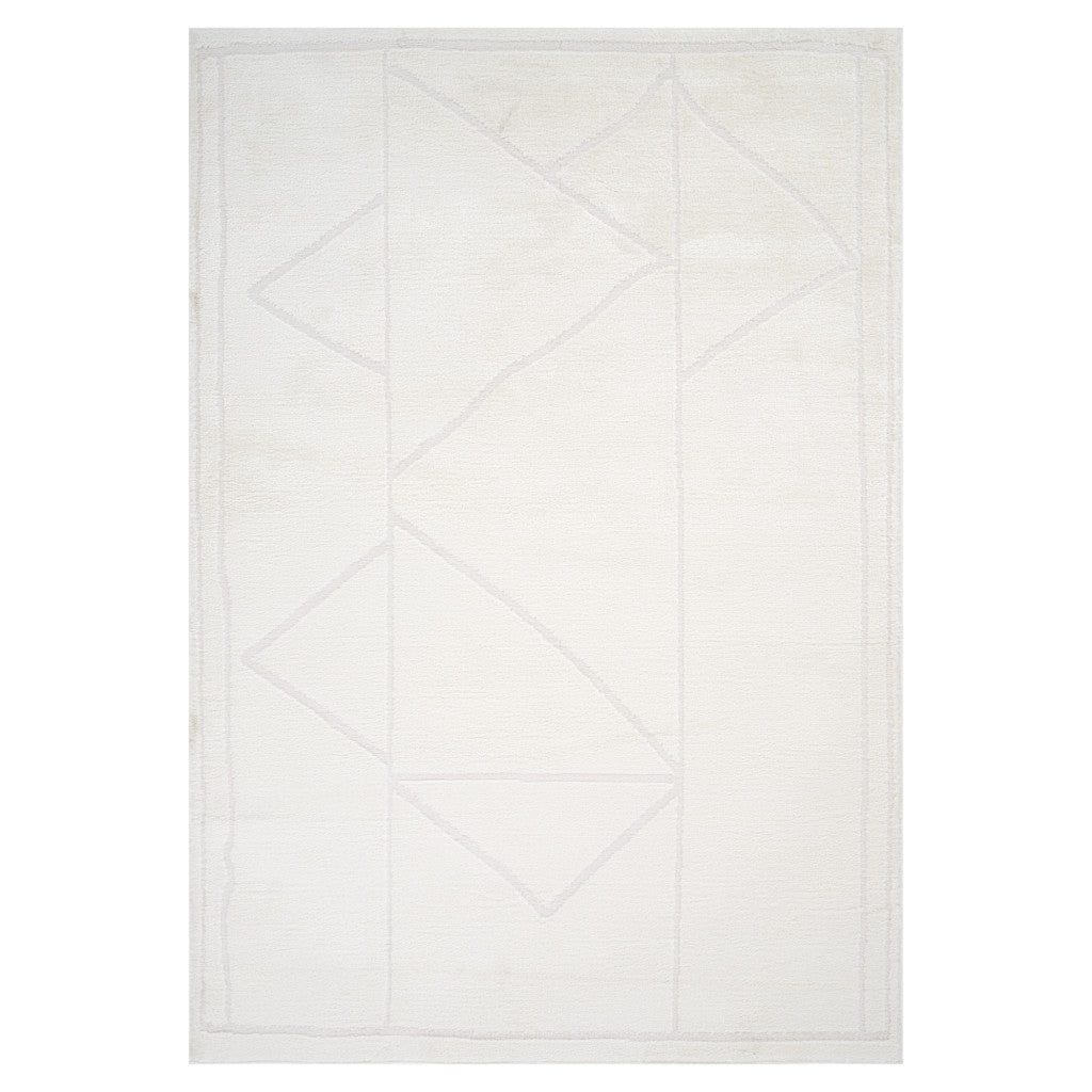 MALIBU 8' X 10' IVORY AND OFF WHITE GEOMETRIC AREA RUG - Varnish & Vibe