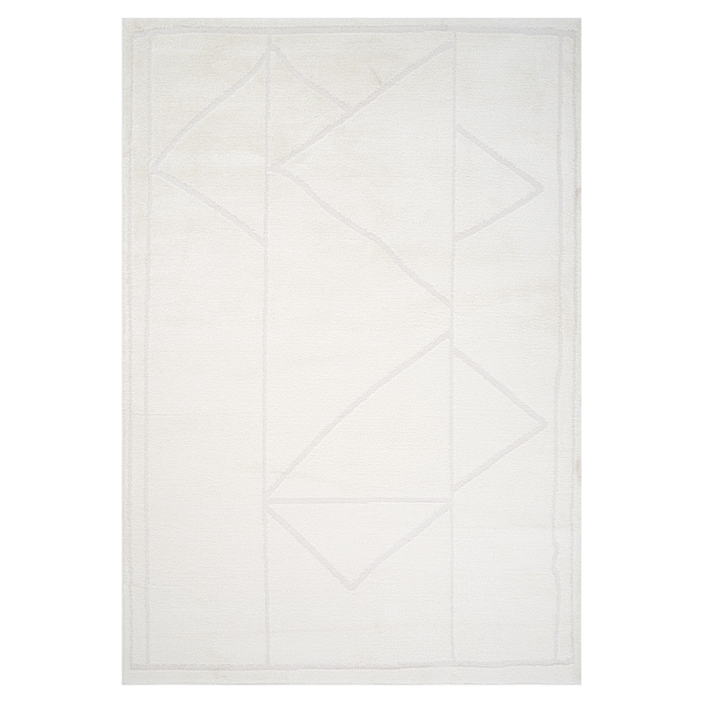MALIBU 8' X 10' IVORY AND OFF WHITE GEOMETRIC AREA RUG - Varnish & Vibe