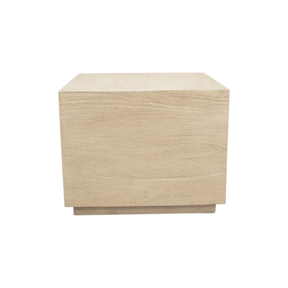 PALISADES 16" NATURAL DISTRESSED SOLID WOOD SQUARE BLOCK END TABLE - Varnish & Vibe