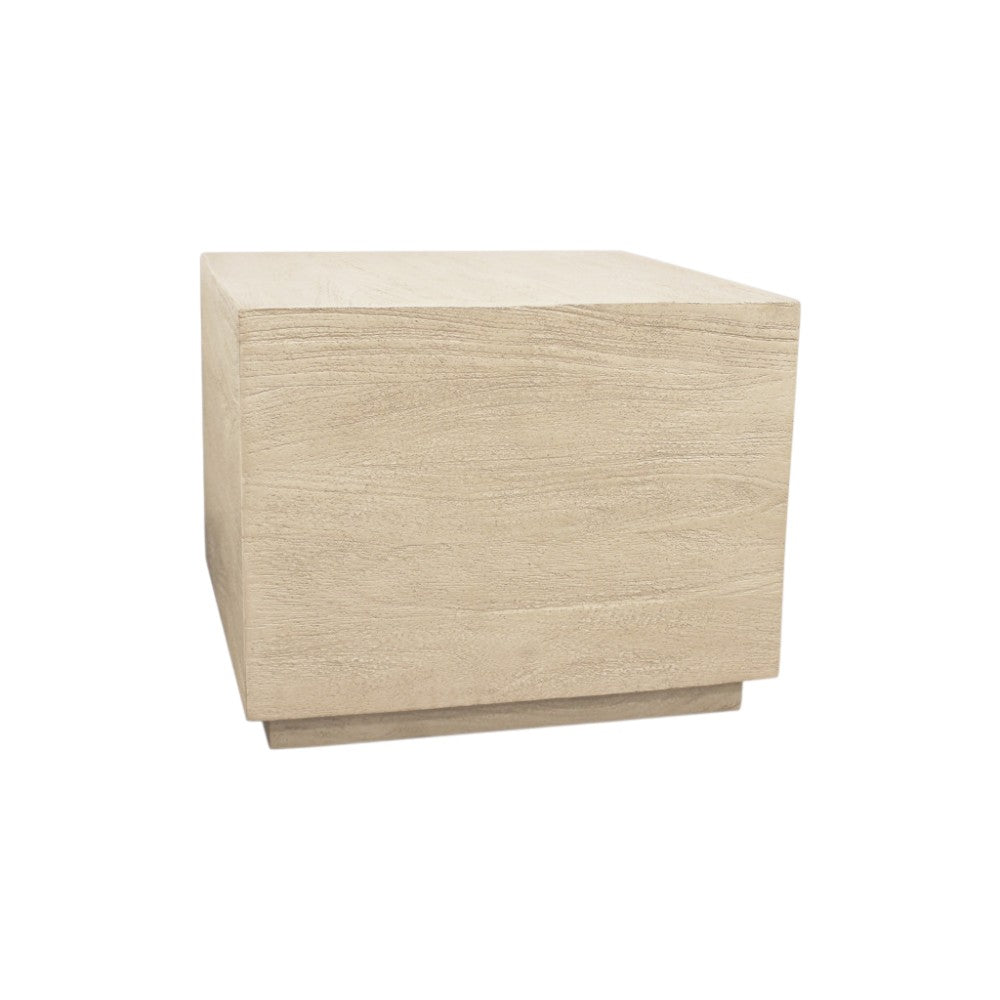 PALISADES 16" NATURAL DISTRESSED SOLID WOOD SQUARE BLOCK END TABLE - Varnish & Vibe