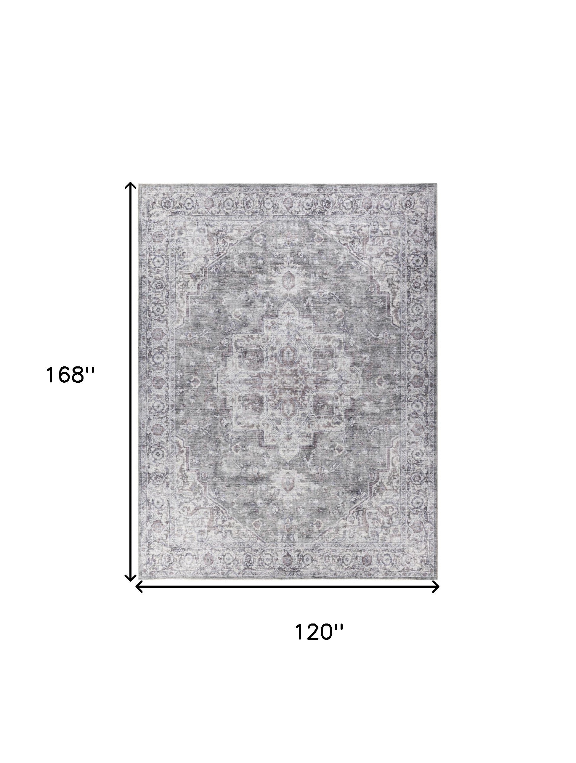 PALISADES 10' X 14' GRAY FLORAL DISTRESSED AREA RUG - Varnish & Vibe