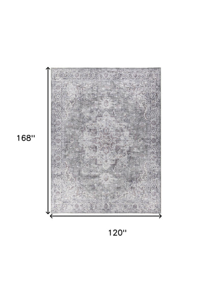 PALISADES 10' X 14' GRAY FLORAL DISTRESSED AREA RUG - Varnish & Vibe