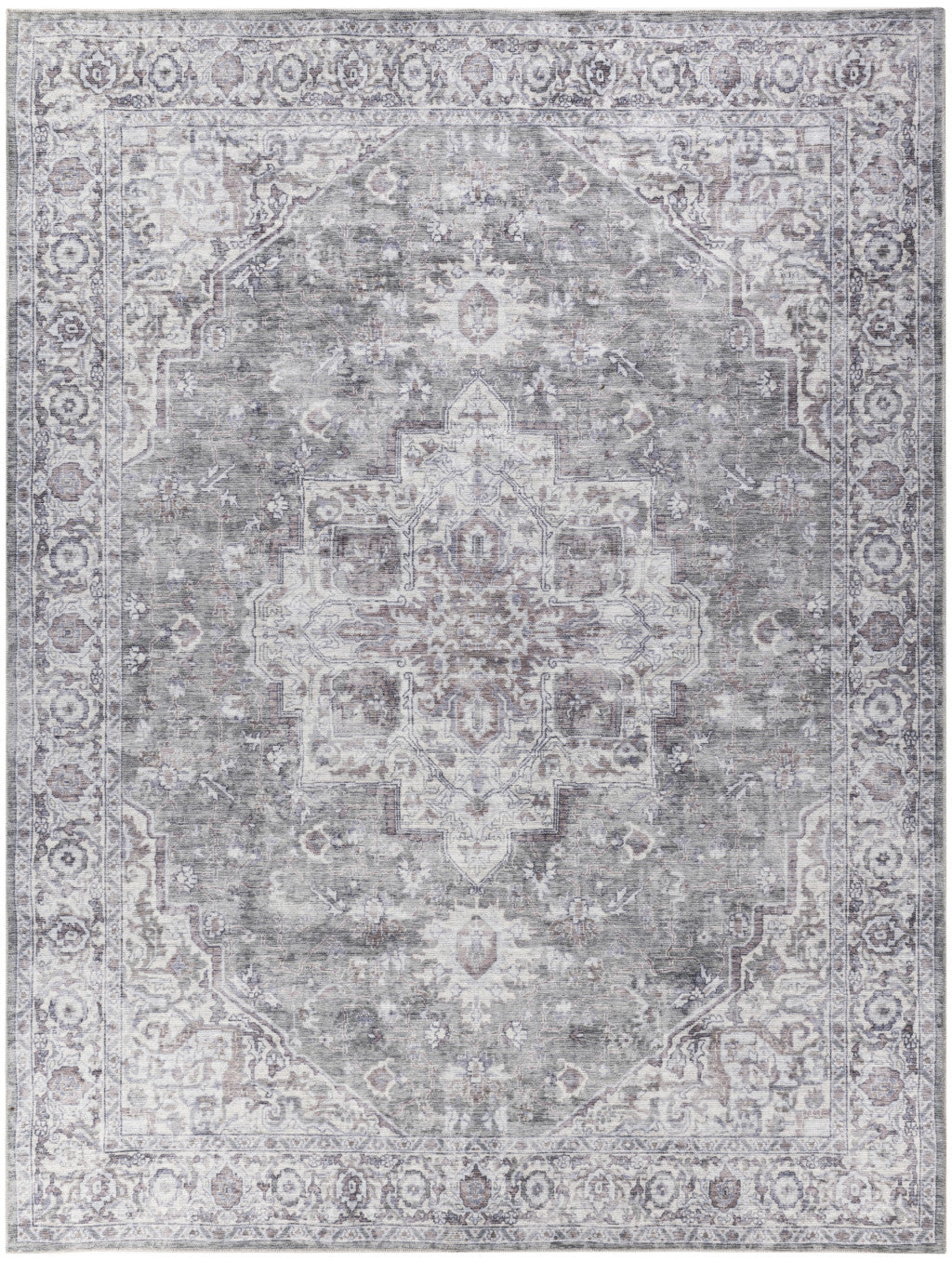 PALISADES 10' X 14' GRAY FLORAL DISTRESSED AREA RUG - Varnish & Vibe