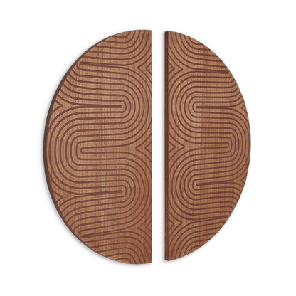 SET OF TWO BROWN WOOD HANGING DIMENSIONAL SCULPTURE - Varnish & Vibe