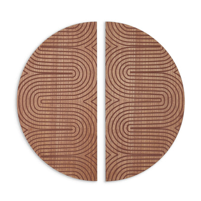 SET OF TWO BROWN WOOD HANGING DIMENSIONAL SCULPTURE - Varnish & Vibe