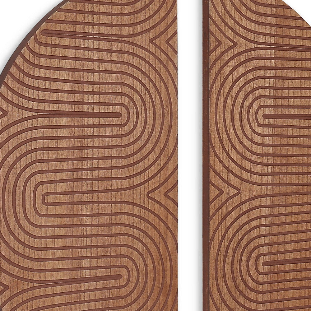 SET OF TWO BROWN WOOD HANGING DIMENSIONAL SCULPTURE - Varnish & Vibe