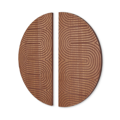 SET OF TWO BROWN WOOD HANGING DIMENSIONAL SCULPTURE - Varnish & Vibe
