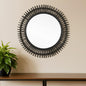 31" BLACK BAMBOO PIERCED ROUND ACCENT MIRROR - Varnish & Vibe