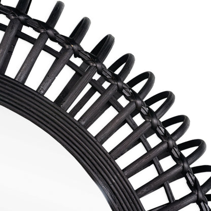31" BLACK BAMBOO PIERCED ROUND ACCENT MIRROR - Varnish & Vibe