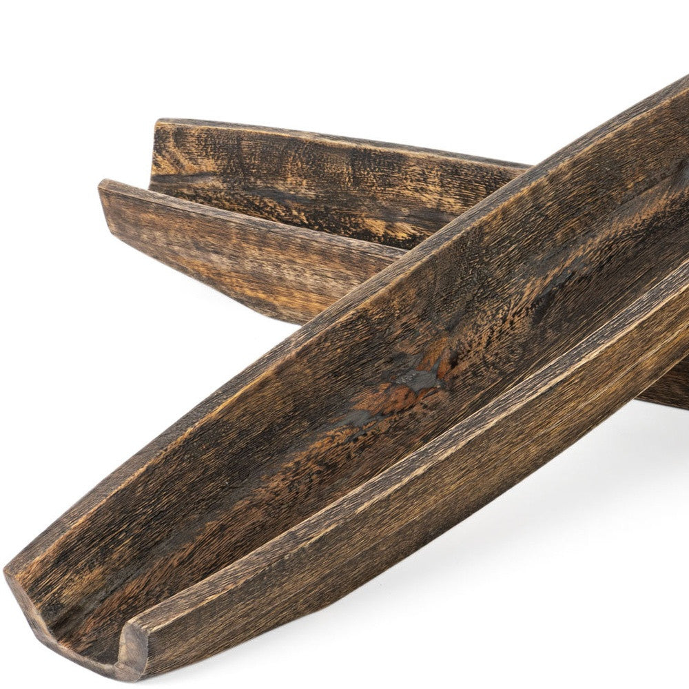 wood boat vanity tray, solid wood boat vanity tray, boat vanity tray, brown solid wood boat vanity, solid wood boat vanity