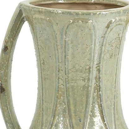 CALABASAS 12" SAGE AND IVORY AMPHORA CERAMIC TABLE VASE - Varnish & Vibe