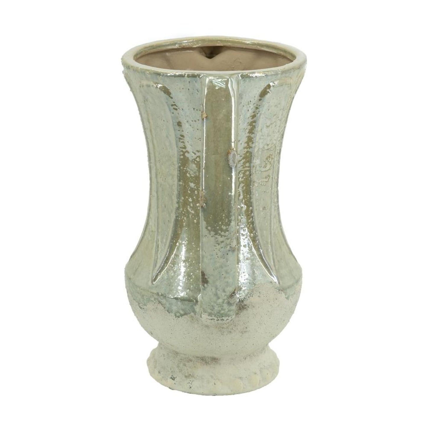 CALABASAS 12" SAGE AND IVORY AMPHORA CERAMIC TABLE VASE - Varnish & Vibe