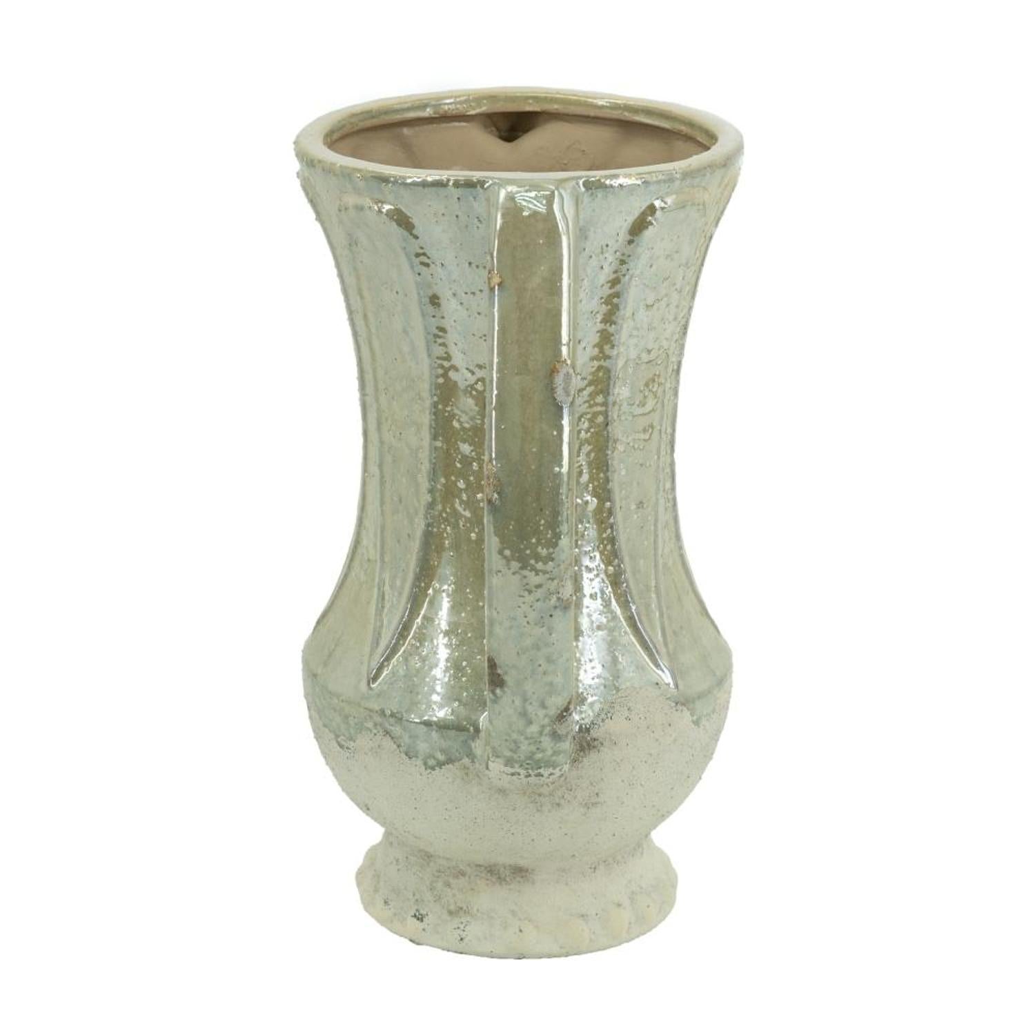 CALABASAS 12" SAGE AND IVORY AMPHORA CERAMIC TABLE VASE - Varnish & Vibe