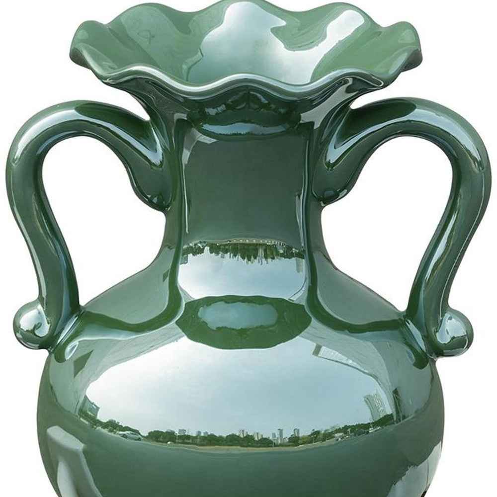 CALABASAS 8" HUNTER GREEN CERAMIC AMPHORA TABLE VASE - Varnish & Vibe