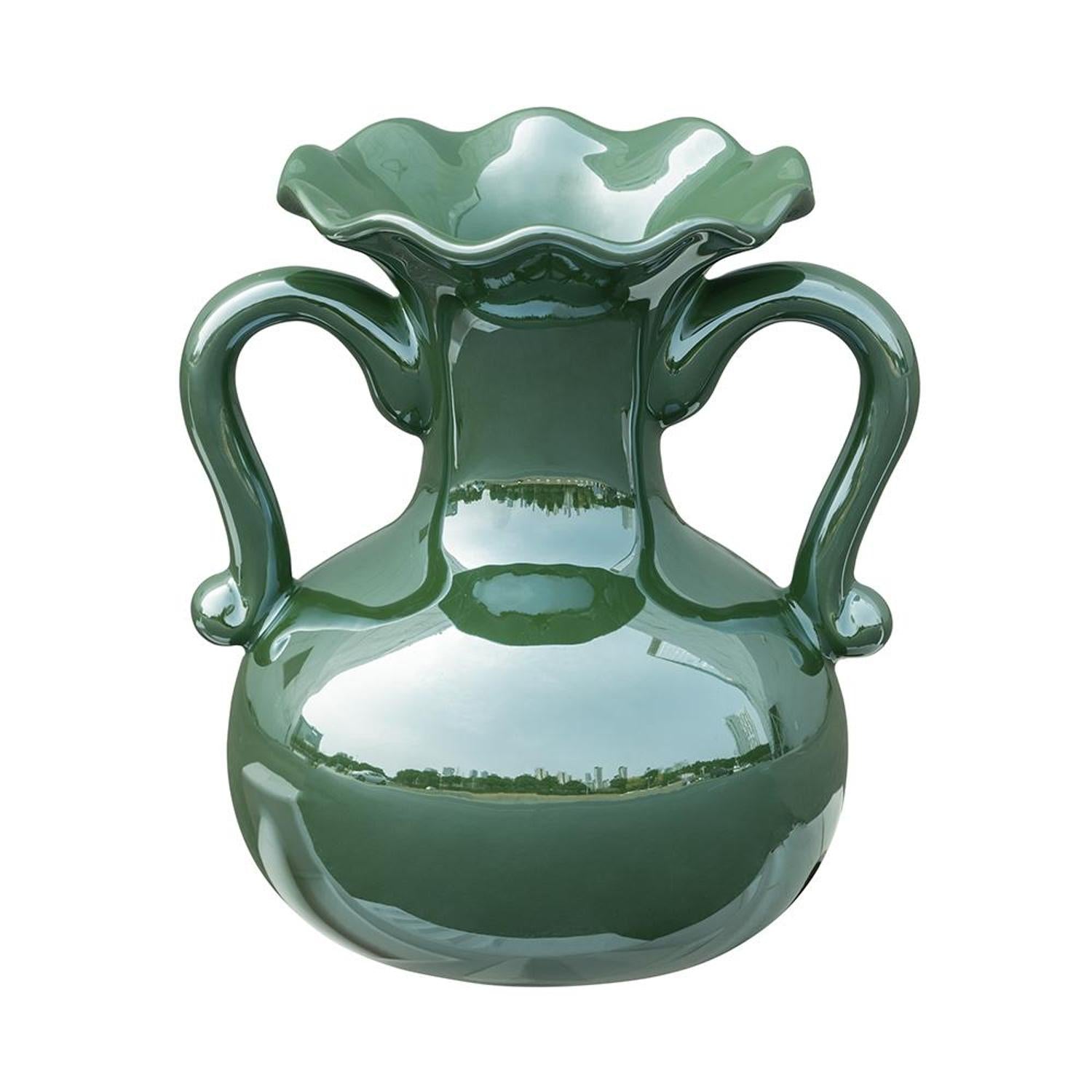 CALABASAS 8" HUNTER GREEN CERAMIC AMPHORA TABLE VASE - Varnish & Vibe