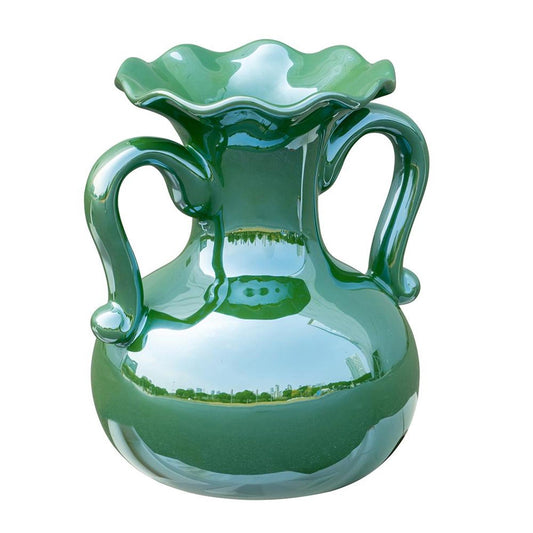 CALABASAS 8" HUNTER GREEN CERAMIC AMPHORA TABLE VASE - Varnish & Vibe
