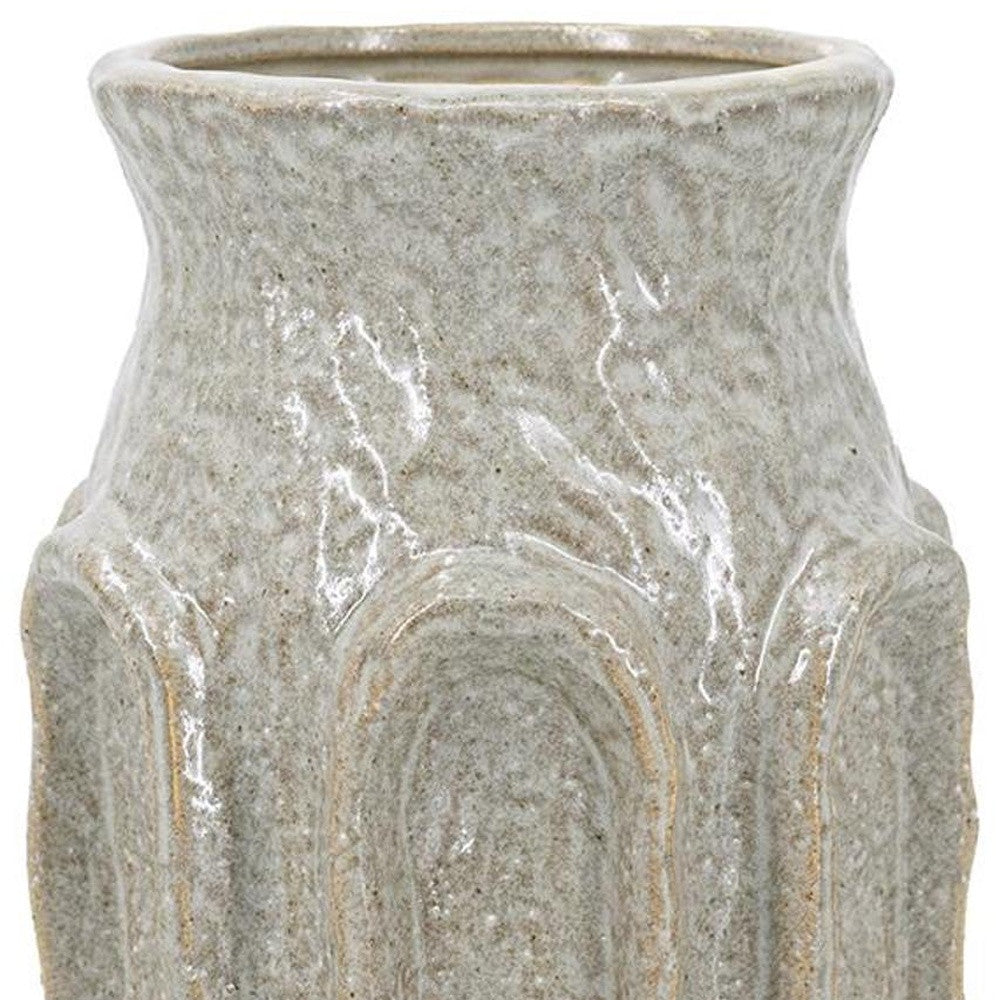 CALABASAS 8" SAGE AND GRAY TEXTURAL CERAMIC TABLE VASE - Varnish & Vibe
