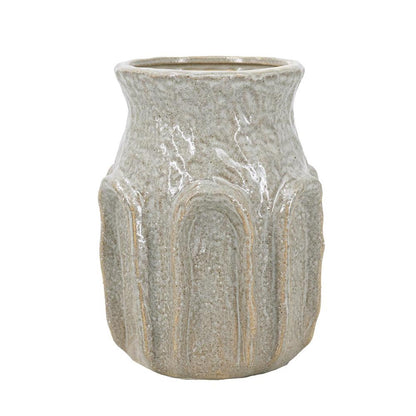 CALABASAS 8" SAGE AND GRAY TEXTURAL CERAMIC TABLE VASE - Varnish & Vibe