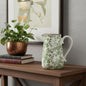 CALABASAS 9" GREEN AND WHITE LEAF CERAMIC ROUND JUG VASE - Varnish & Vibe