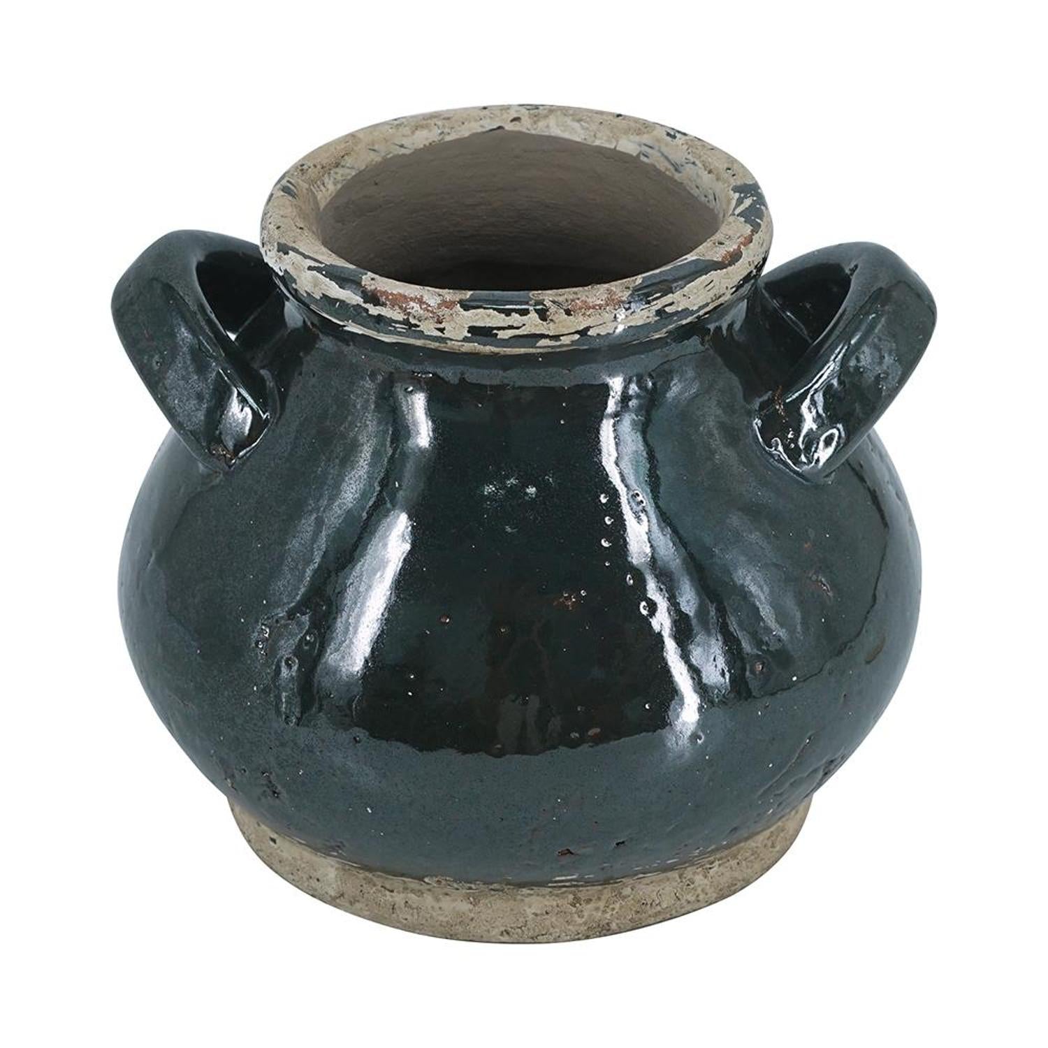 CALABASAS 7" DARK GREEN AND SAND TERRACOTTA ROUND JUG VASE - Varnish & Vibe