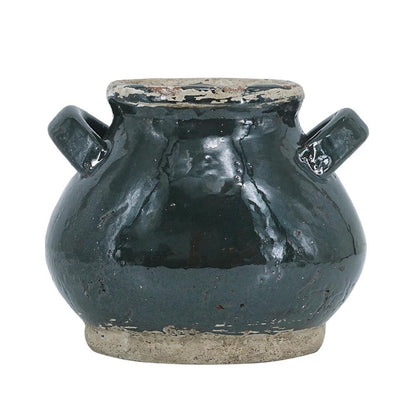 CALABASAS 7" DARK GREEN AND SAND TERRACOTTA ROUND JUG VASE - Varnish & Vibe