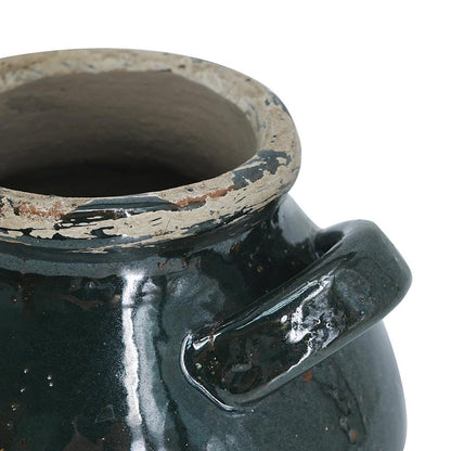 CALABASAS 7" DARK GREEN AND SAND TERRACOTTA ROUND JUG VASE - Varnish & Vibe