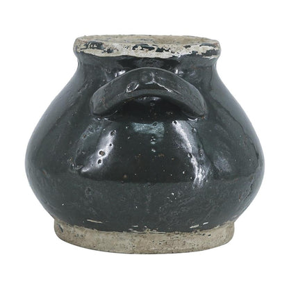 CALABASAS 7" DARK GREEN AND SAND TERRACOTTA ROUND JUG VASE - Varnish & Vibe