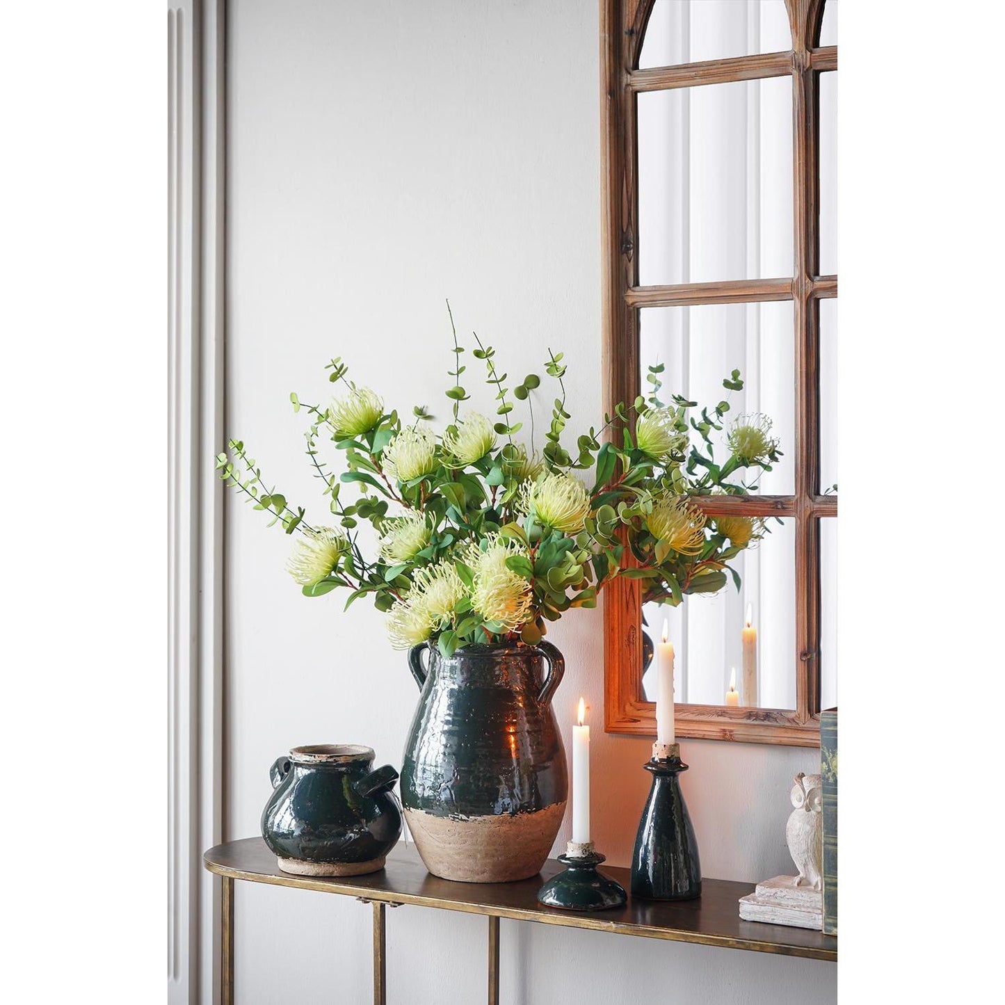 CALABASAS 7" DARK GREEN AND SAND TERRACOTTA ROUND JUG VASE - Varnish & Vibe