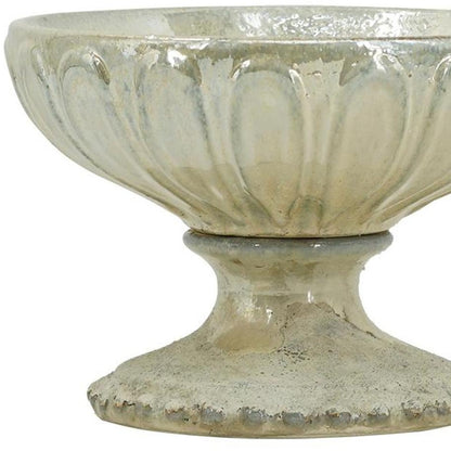 CALABASAS 10" GRAY CERAMIC ROUND PEDESTAL CENTERPIECE BOWL